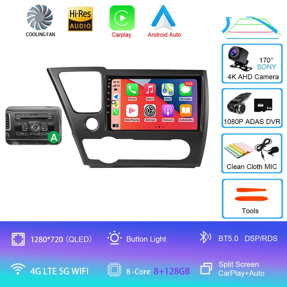 Автомагнитола Android 14 Для Honda Civic 9 9-го поколения США Седан Купе Мультимедийный плеер Видео Carplay DSP GPS Без 2din DVD Головное устройство