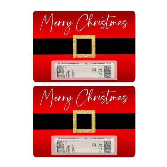 Рождественская открытка для денег с поясом Санты, праздничная поздравительная открытка с дизайном красного пояса, сезонная поздравительная открытка для праздничных подарков и денежного презента