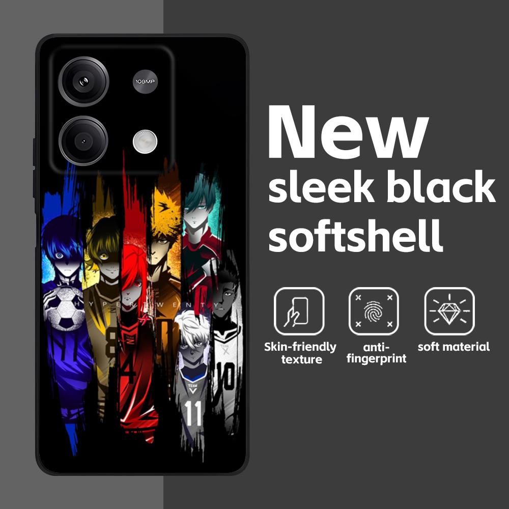 Аниме B-Blue L-Lock Pfp Чехол для телефона для Redmi Note 14 13 12 11 Pro Plus S 5G 14C A3 Мягкая черная крышка телефона