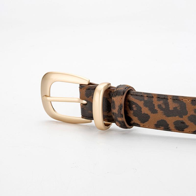Leopard Leather Belt Women's Alloy Pin Buckle Genuine Leather Decoration Versatile Dress Jeans Belt Women's Style