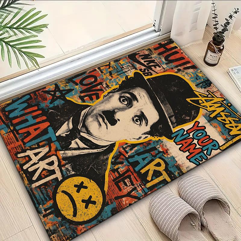 Custom Name Rug Silent Laughter Charlie Area Rug Suitable for Indoor And Outdoor,Carpets for Homes, Offices,Living Rooms,Home Decor,Christmas Gift
