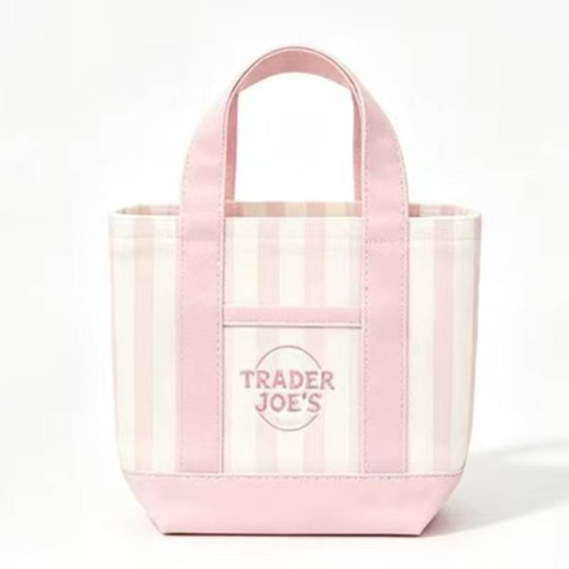 Полосатая холщовая сумка-тоут Trader Joes с внутренним карманом для покупок и прогулок