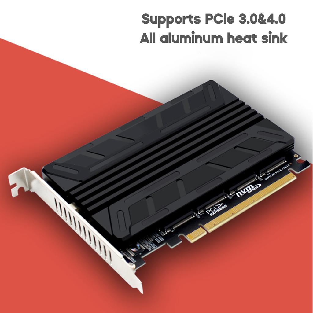 Алюминиевый радиатор NVME M2 M-KEY Плата расширения массива PCI-E X16 Поддержка 4 твердотельных накопителей NVME 2230/42/60/80 RAID 4x32 Гбит/с Fast-