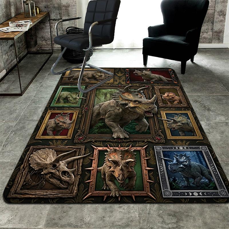 Triceratops Collection Pattern Rug Floor Mat for Living Room or Bedroom Soft and Comfortable Carpet a Gift for Birthday and Holiday.