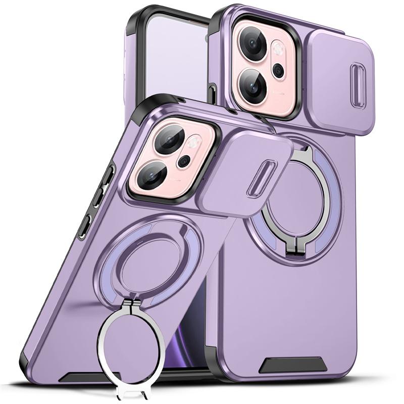 Чехол для OPPO Reno 14F 5G Чехол Броня Сдвижная Защита Объектива Камеры Задняя Крышка Reno14F Reno14 F 5G Автомобильный Магнитный Держатель-Кольцо Coque