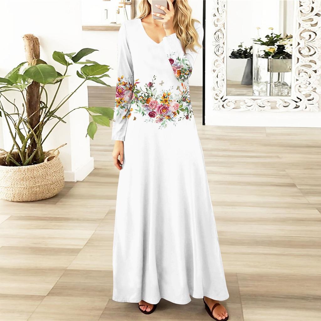 Womens Floral,Gradient Print Maxi Dresses Sexy Dresses Long Sleeve Elegant Fall Long Dresses Holiday Dresses for Women