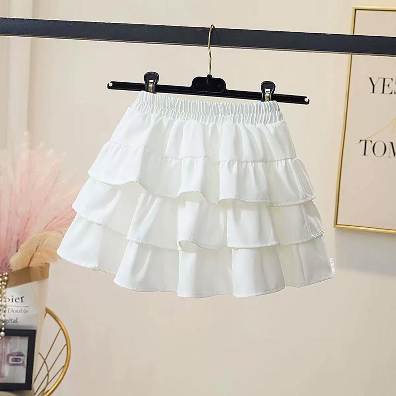Юбки-торты с оборками для девочек, 2 цвета, 120-160, детская юбка с высокой талией, милая, милая, корейская, нежная, кавайная, А-силуэт