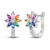 Round Circle Hoop Earrings For Women 925 Silver Heart Star Moon Sun Flower Zircon Opal Earrings Jewelry Gift