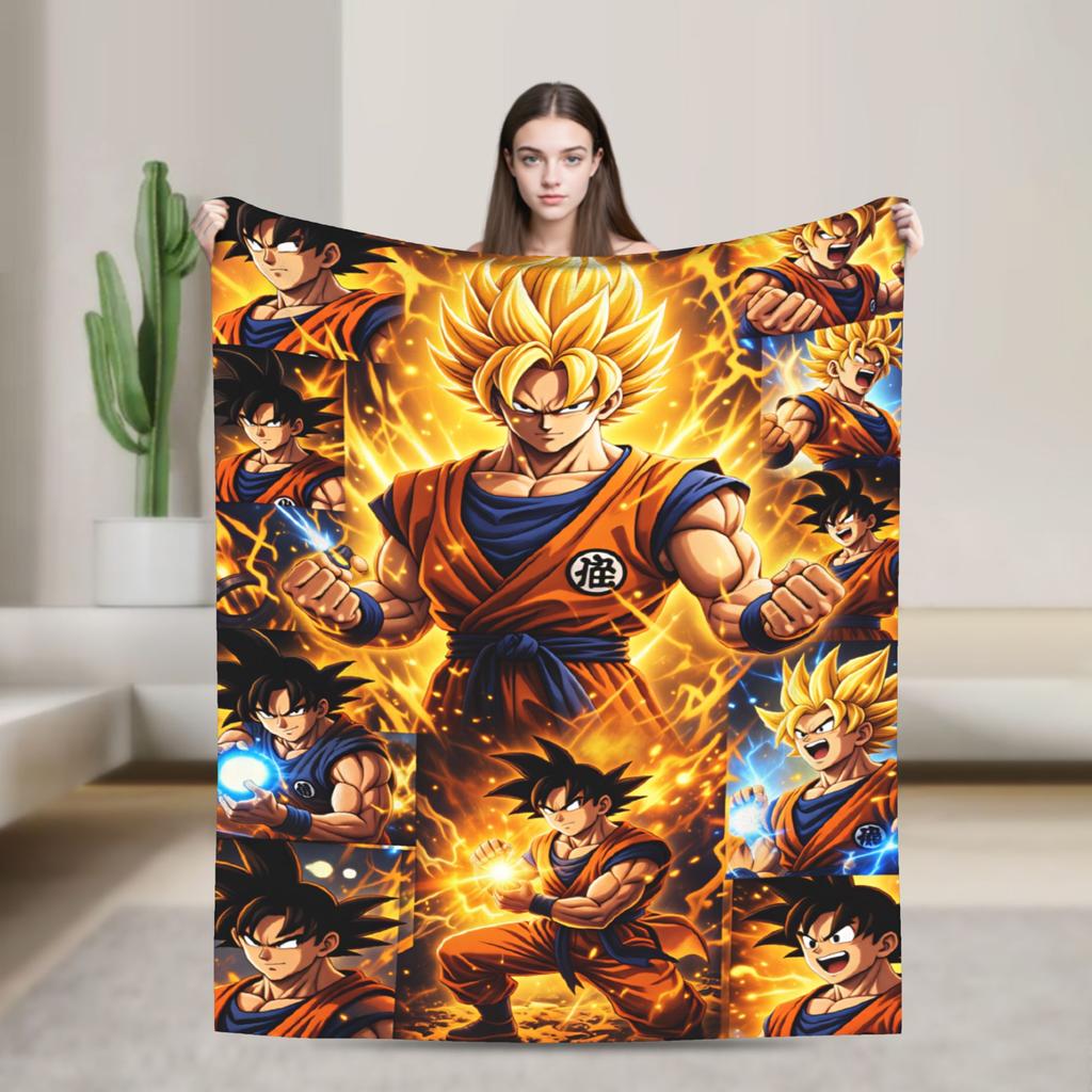 Плед Dragon Balls Сон Гоку Теплый Новинка Плюшевый Плед для Детей Взрослых На Улицу Фланелевая Постельная Покрывало Покрывало на Кровать