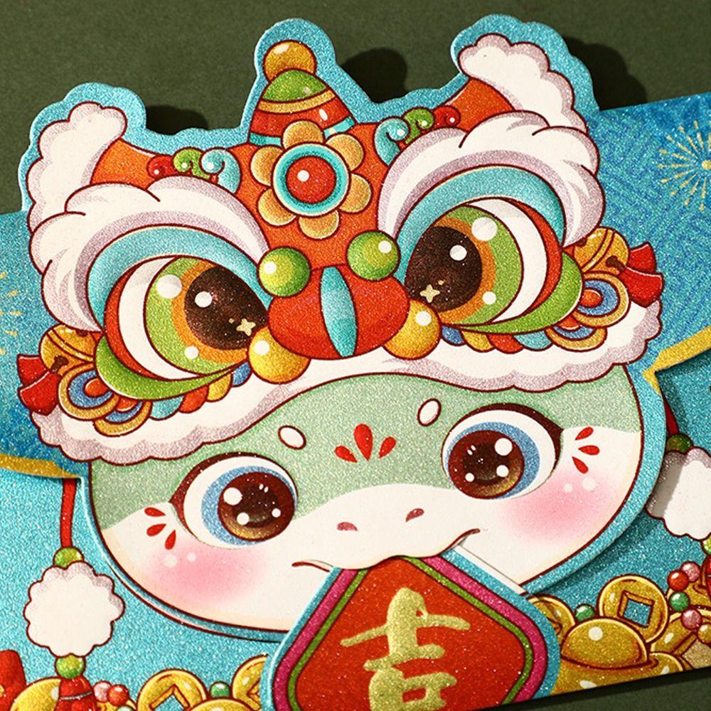 4pcs Chinese New Year Red Envelopes Cartoon Money Packet Creative Lucky Money Pockets Kids Gift