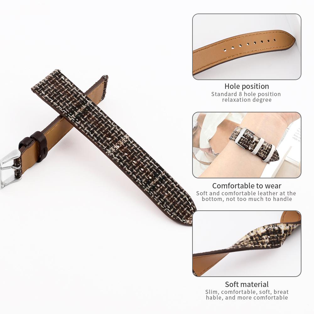 Woolen Fabric Leather Watch Band 18mm 20mm 22mm Vintage Wool Weave Bracelet Quick Release Watch Strap for Men Women Wristband