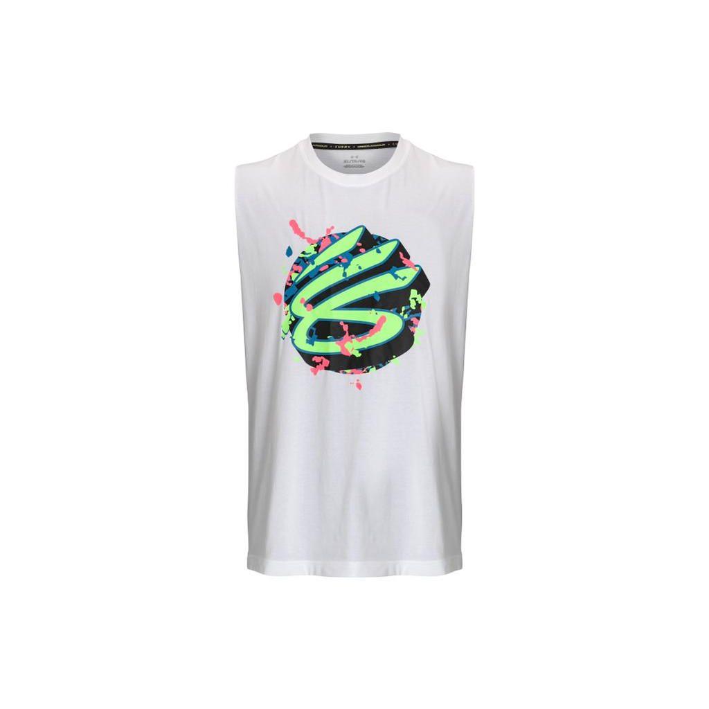 Under Armour Curry Series Colorblock Print Basketball Tank Top Men Tops White 1377307-100