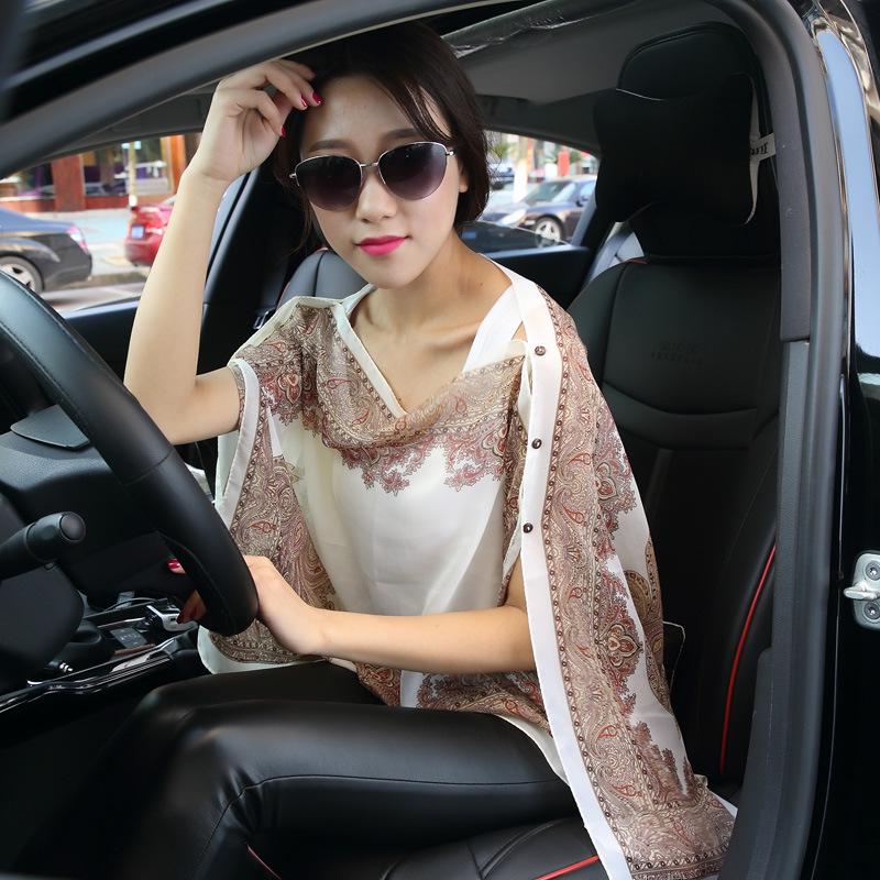 New Sunscreen Shawl Cycling Beach Scarf Chiffon Printing Uv Shawl