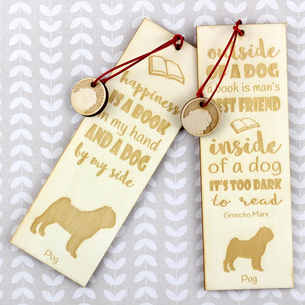 Pug – Dog bookmark, personalized bookmark – Design 01 | Art-Dog