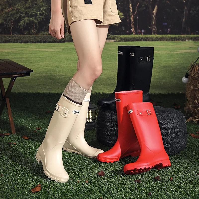 Модные нескользящие резиновые сапоги женские высокие сапоги для воды водонепроницаемые длинные резиновые сапоги женские высокие галоши для дождя