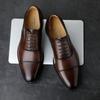 Первый слой коровьей кожи, деревянный корень, деловой деловой костюм, кожаные туфли в британском стиле, мужские трехсоставные кожаные туфли-оксфорды, заостренные мужские туфли, дышащие