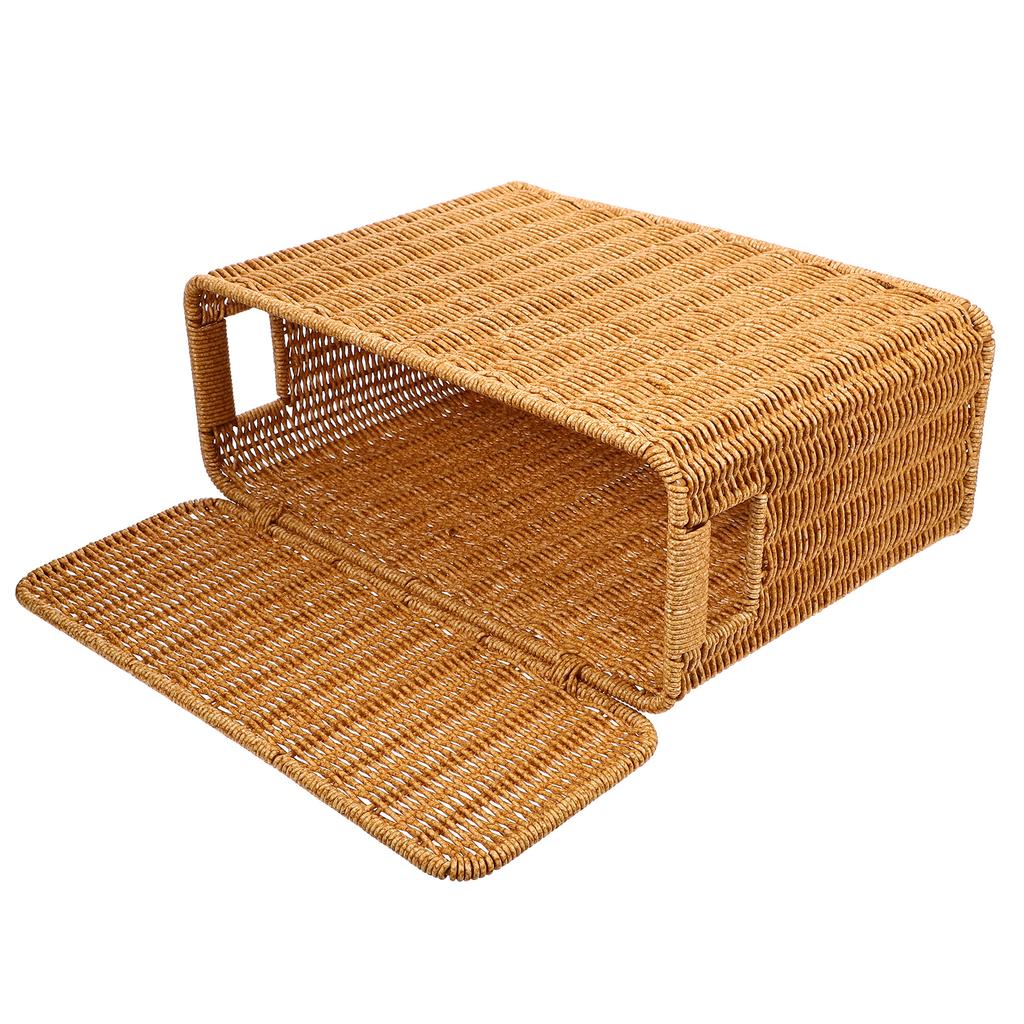 Narrow Tall Lid Storage Box Baskets Woven Magazine Plastic Home Kitchen Toy Vegetable Picnic Containers With Handles