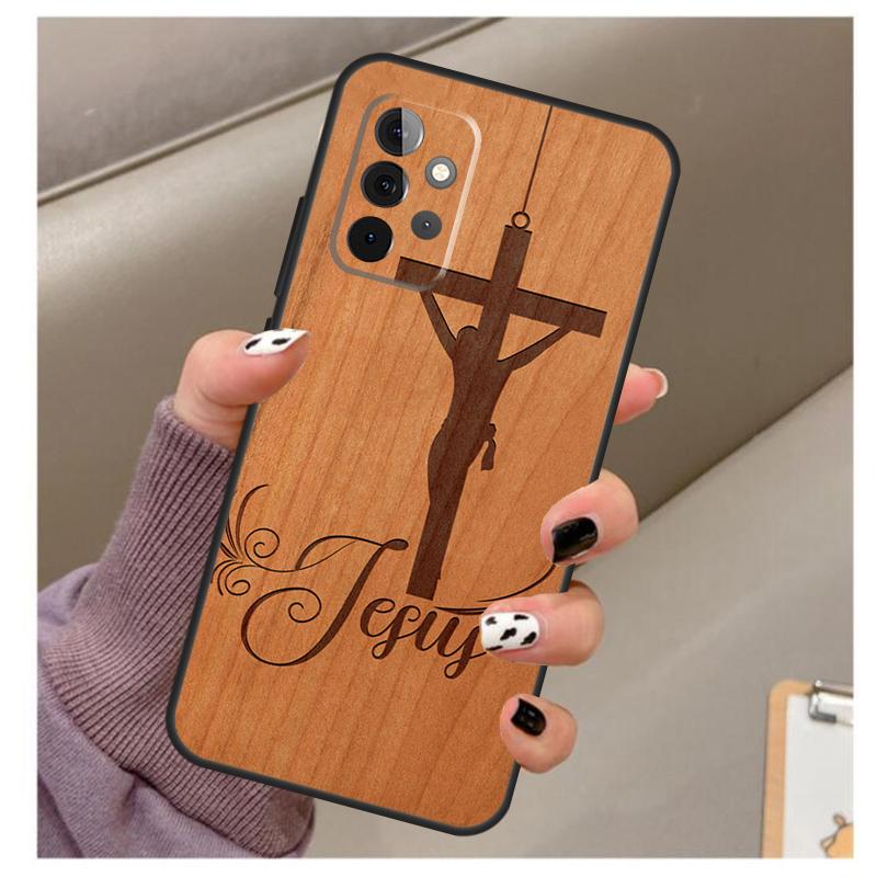 Buddha Jesus Guadalupe Wood Case For Samsung Galaxy A34 A54 A14 A06 A16 A26 A36 A56 A12 A32 A52 A13 A33 A53 A15 A35 A55