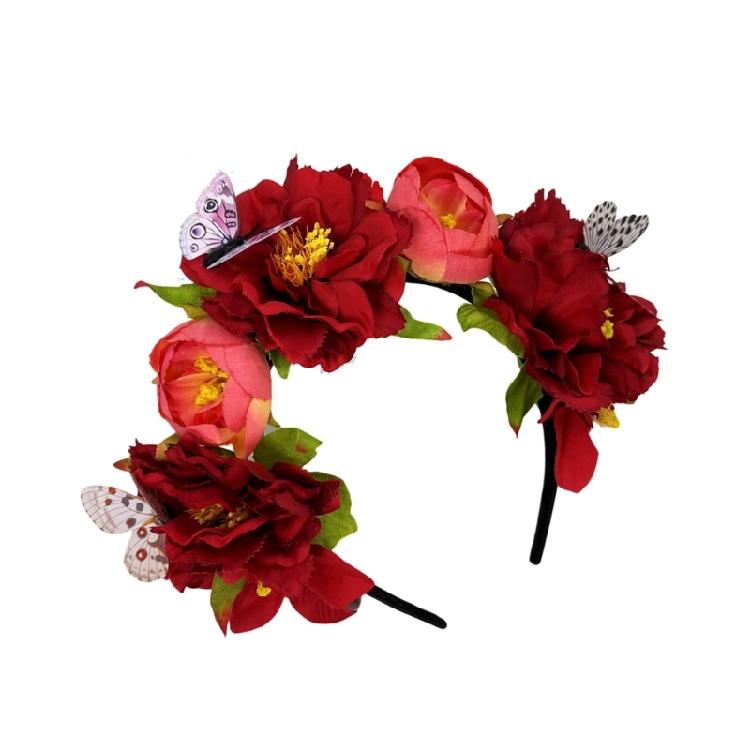 Реалистичный ободок-цветок из ткани для женщин и девочек, тематическая вечеринка, головной убор Мексика, этнический головной убор, свадебный, для невесты