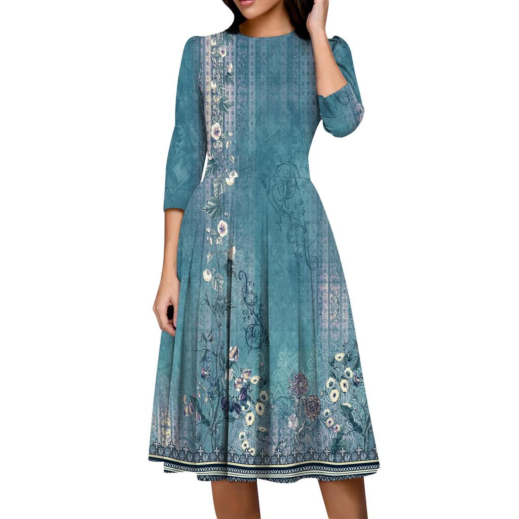 Женское повседневное и модное платье с карманом на рукаве 3/4 и молнией сзади