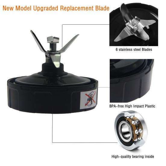 Blender Replacement Parts for Ninja 7 Fins Blade BN401 BN751 BN801 BL480 BL640 Cup Nutri Blender Parts High-Impact Plastic Stainless Steel Extractor