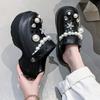 Модные DIY Жемчуг Стразы Платформа Садовая Обувь Женская Мода Жемчужная Цепь Толстая Подошва Сабо Сандалии Женские Нескользящие Летние Сандалии