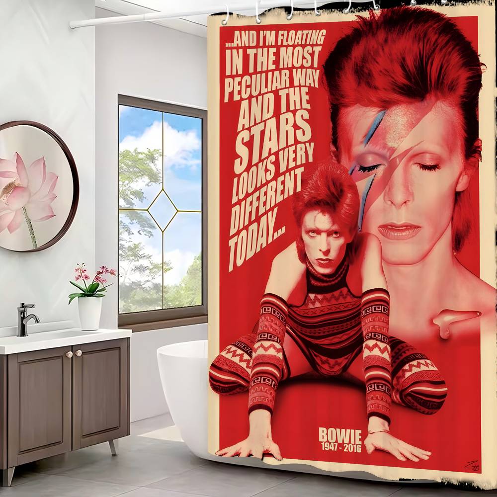 British Rock Singer D-David_B-Bowie Funny And Creative Beach Shower Curtain Waterproof Polyester Bath Curtains For Bathroom