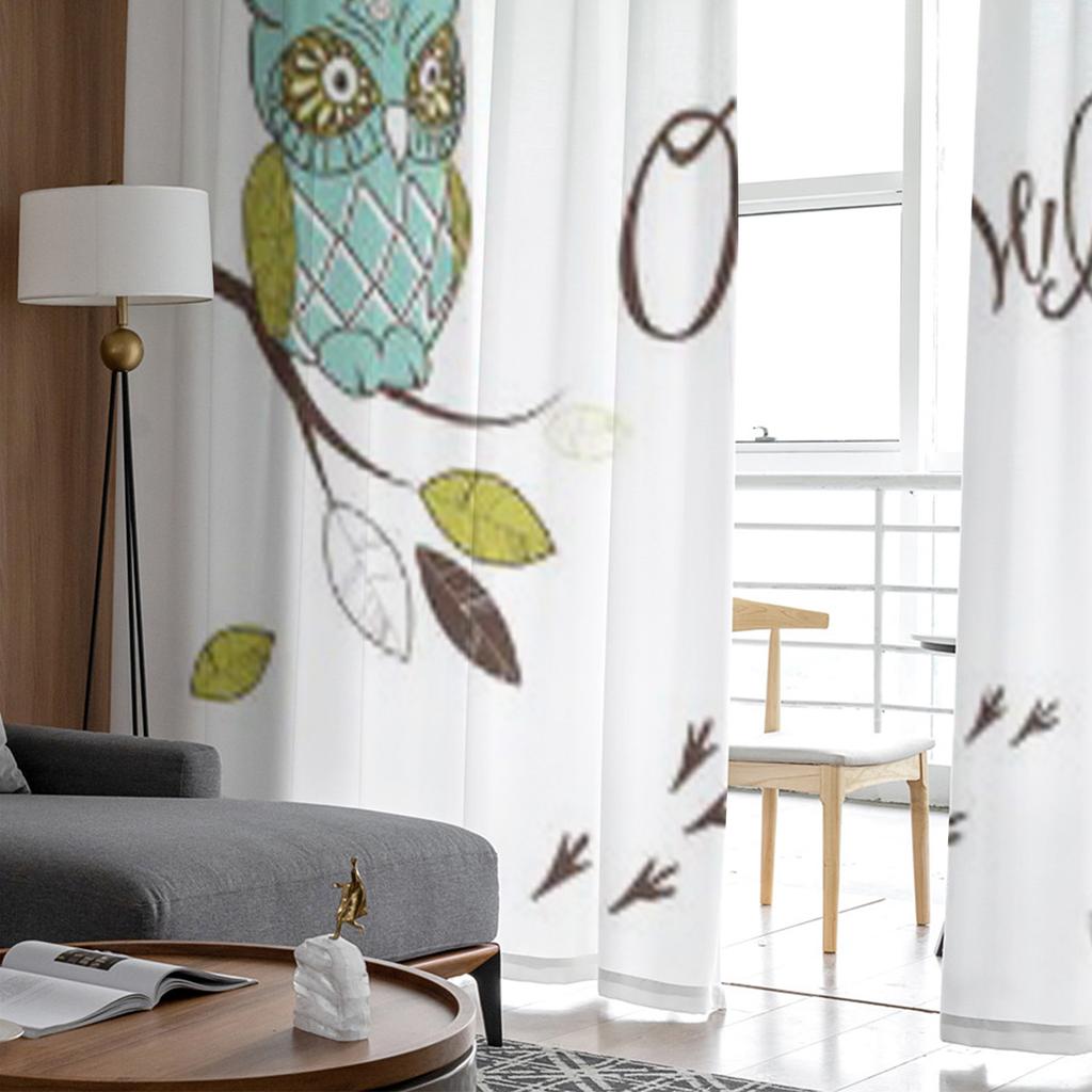 Five Different Owls Sitting On The Tree Brunches Tulle Sheer Curtains for Living Room Kitchen Decoration Voile Organza Curtains