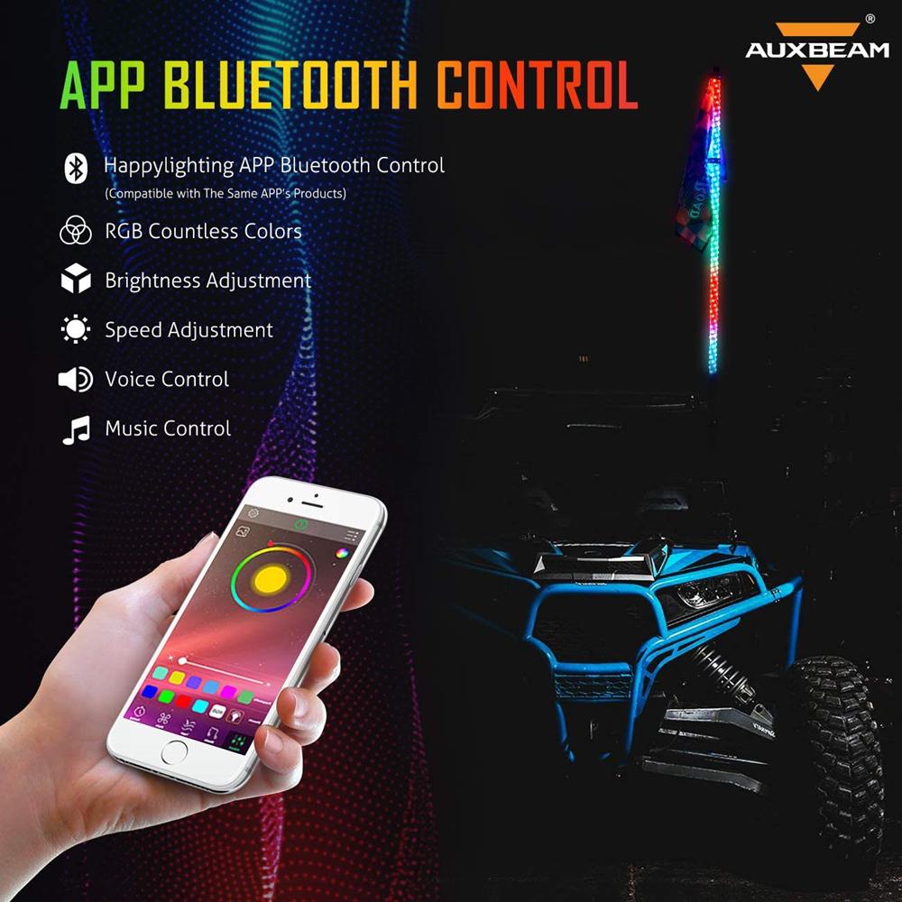 2 шт. 90 см светодиодные антенны для RZR RGB неоновая полоса управление с телефона светодиодные ленты 3 фута флаг спираль светодиодный хлыст светодиодные фонари для UTV ATV