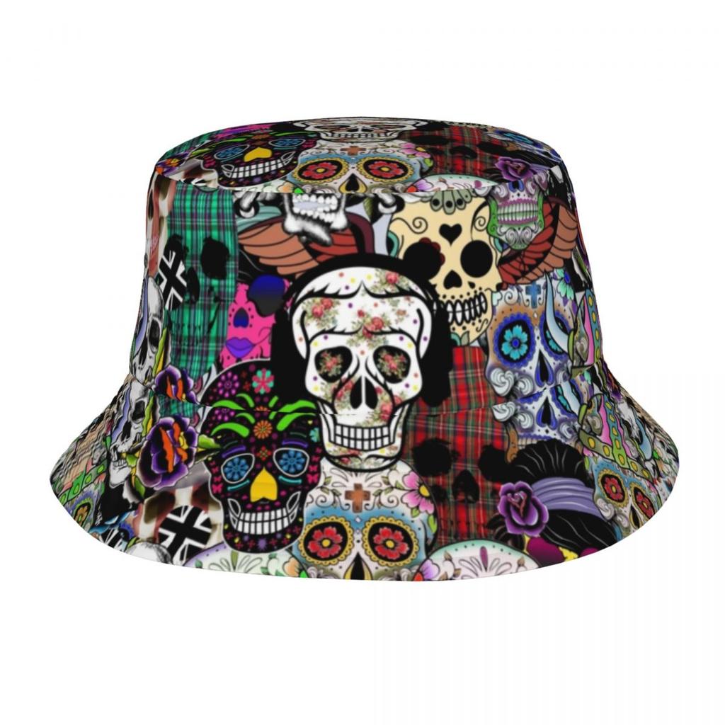 Halloween Day Of The Dead Bucket Hat Women Unisex Unisex Trendy Sugar Skull Catholic Summer Fisherman's Hat