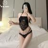 Sex underwear new sexy lace satin splicing neck belly pocket three-point empty suit women 3061