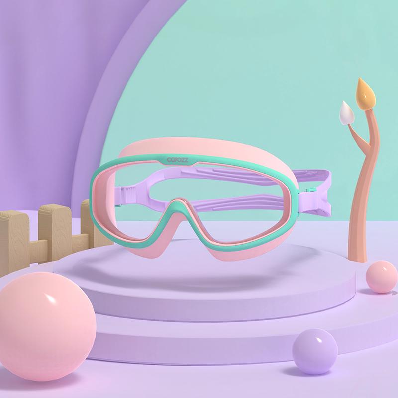 Детские очки для плавания, водонепроницаемые, регулируемые, силиконовые, детские очки для плавания, с защитой от запотевания и ультрафиолета, большая оправа с футляром