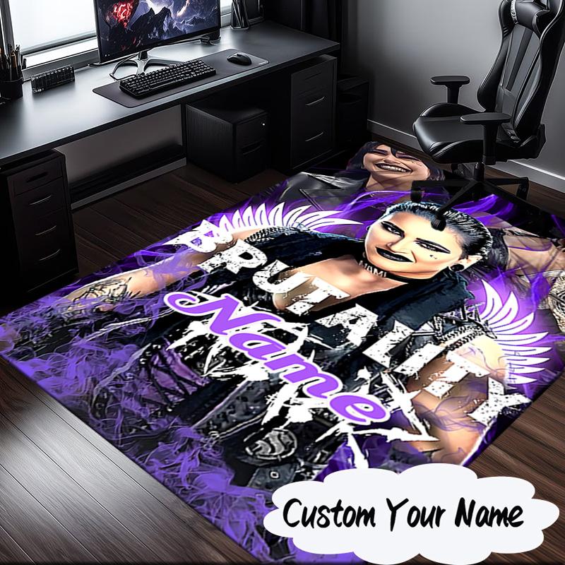 Custom Name Champion Rhea wrestling Carpet, Chair Rug,Area Rug for Office Bedroom living rooms bedroom, Doormat decor Christmas fan gifts