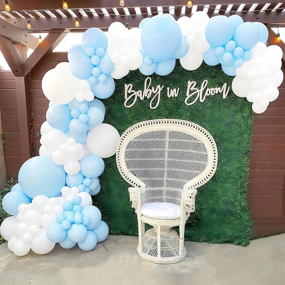 Pastel Blue Balloons Garland Baby Blue White Balloon Arch Kit Wedding Graduation Baby Shower Birthday Party Decoration Globos