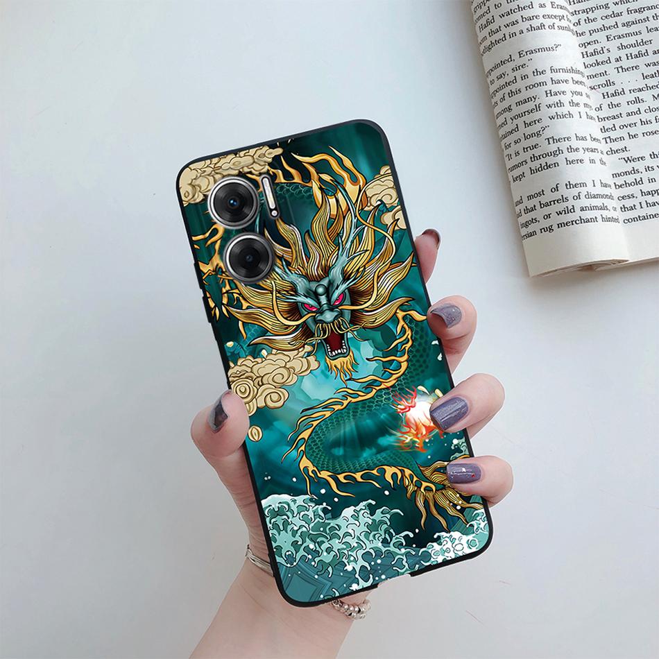 Чехол для Xiaomi Redmi Note 11e 2022 Чехол Крутой Мужской Черный Дракон Мягкий Силикон ТПУ Чехлы для Телефона для Redmi Note 11E 5G Чехлы Fundas
