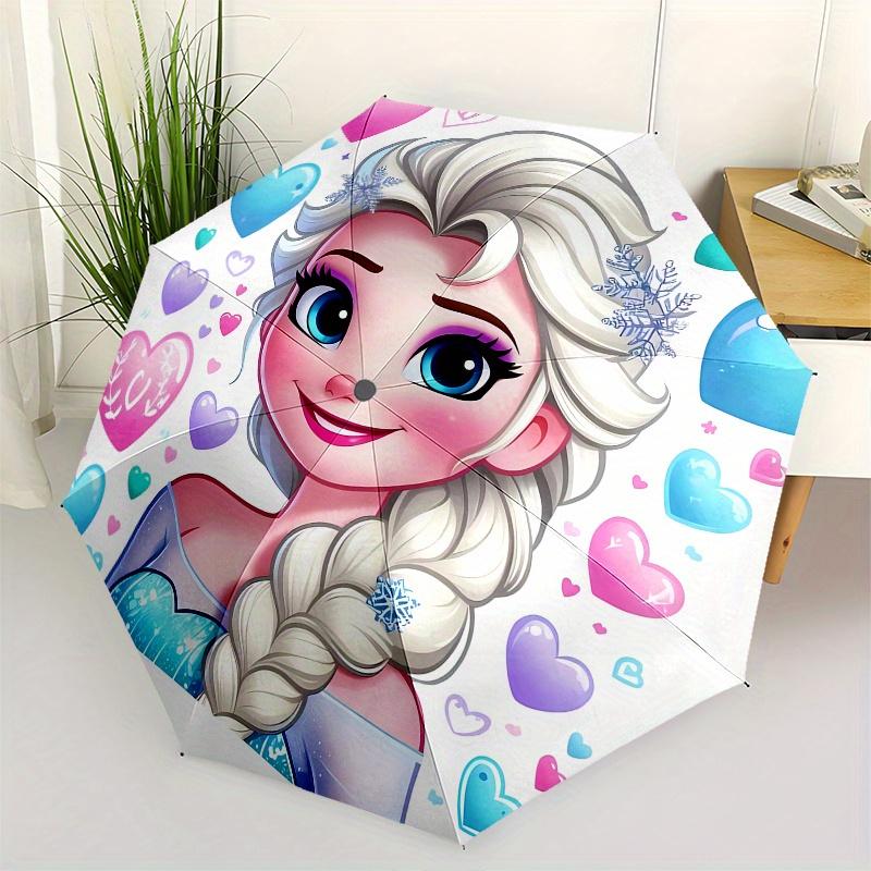 Disney Elsa,Frozen,Hearts Manual Opening and Closing Umbrella, 49-Rib Reinforced Folding Design, Lightweight