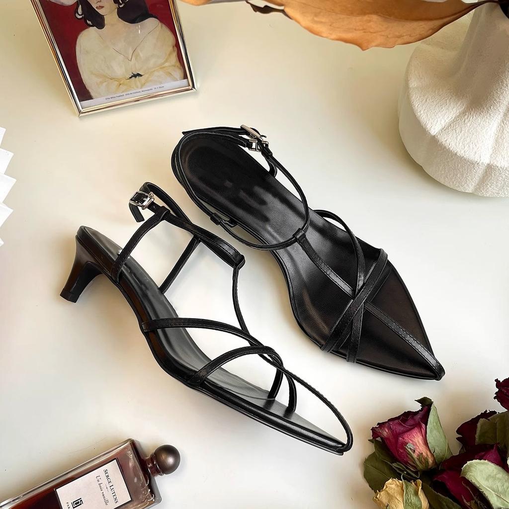 Модные женские сандалии Летняя новая мода Узкий ремешок Женские гладиаторские туфли Тонкий низкий каблук Ремешок на щиколотке Платье Вечерние туфли