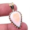 Natural Pink Opal Gemstone 925 Solid Sterling Silver Two Tone Pendant 1.50" D3M49