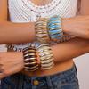 Wide Exaggerated Bracelet Elastic Rope Bead Wide Chunky Bangles Unique Retro Hand Ring  Women