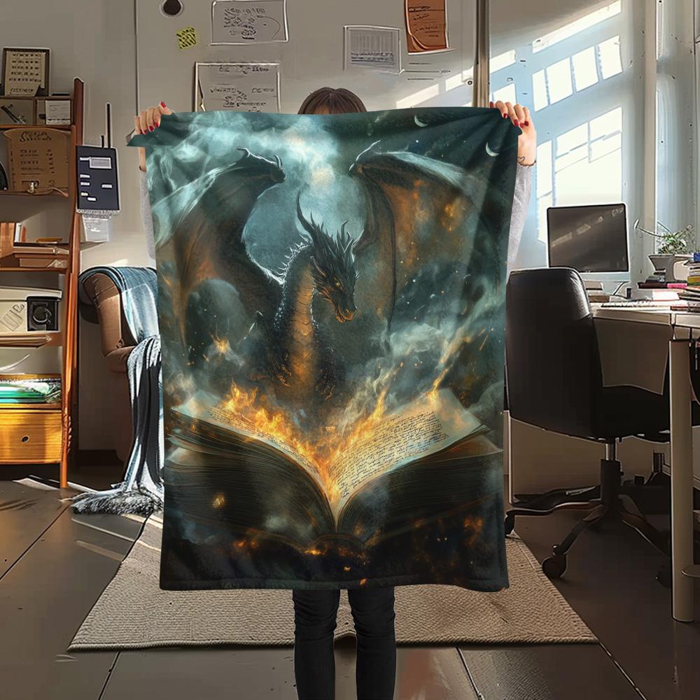Winged Dragons Print Flannel Blanket, High quality Comfortable for All Seasons, Home Decor, Warmth and Comfort