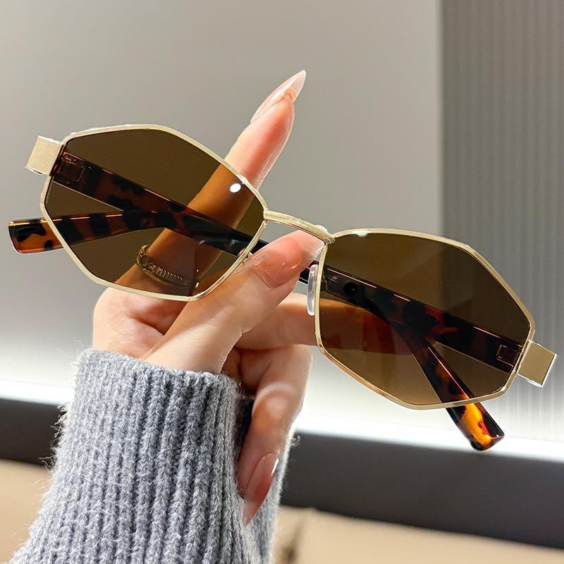 Европейский и американский стиль Многоугольные металлические солнцезащитные очки Квадратной формы Круглой формы Очки для лица Модный бренд Очки