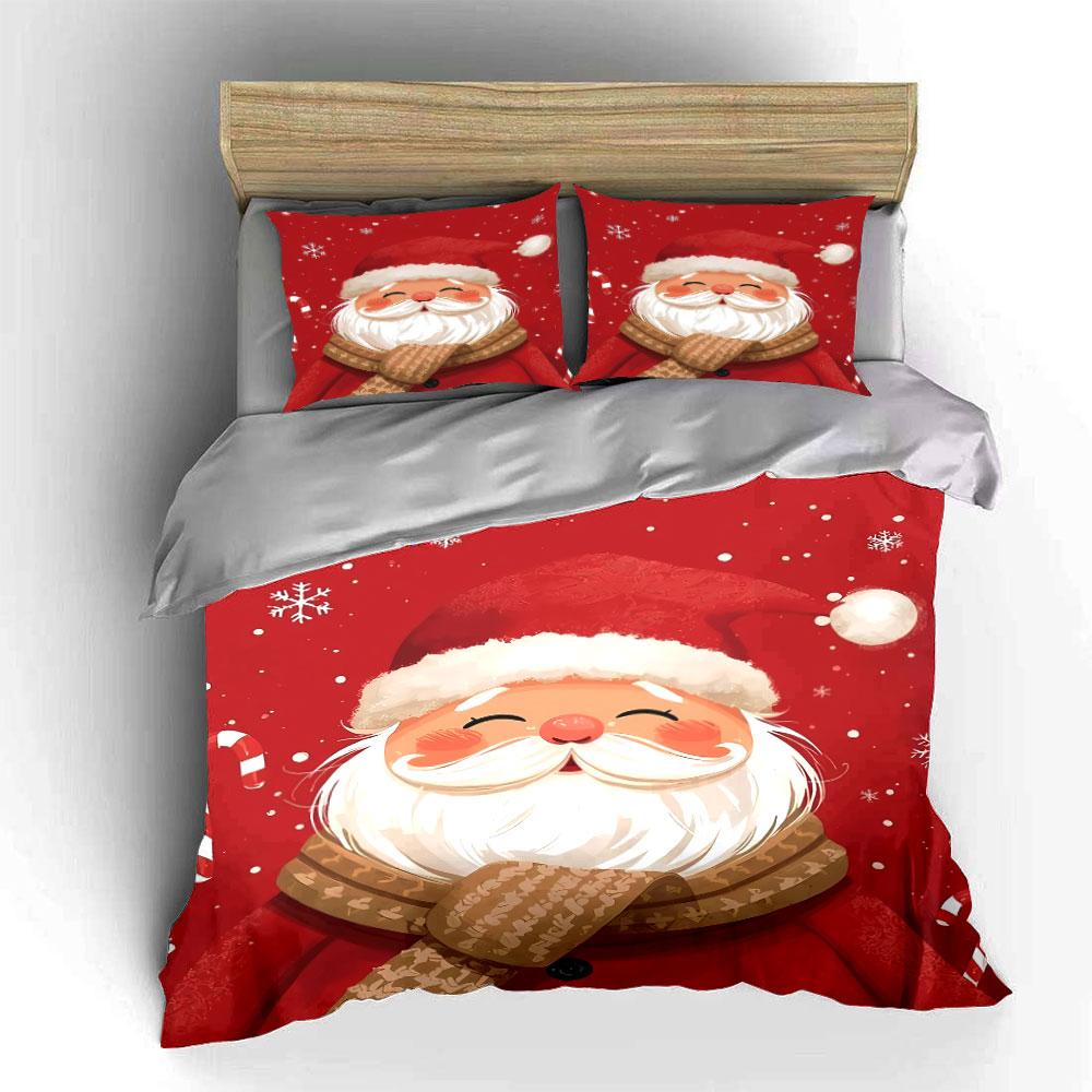 Santa Claus Red Bedding Set Bedding Duvet Cover Set Duvet Cover Pillowcases (1 * Duvet Cover 2 * Pillowcases, without duvet insert)