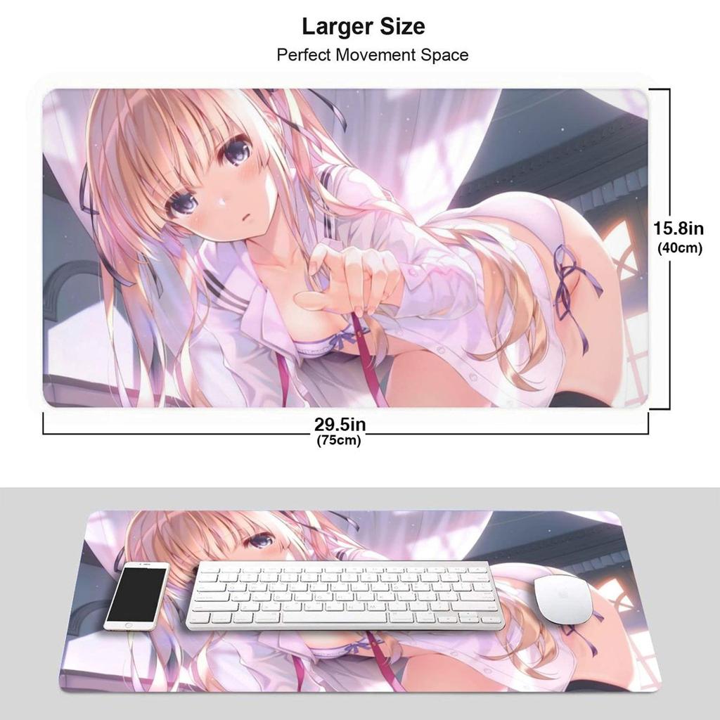 Keviners Коврик для мыши Рем Рам Коврик для мыши Игровой Аниме Водонепроницаемый 40 x 75 x чтобы Поднять Скучный Противоскользящий Размер 0,3 см (Как девушка)