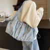 Drawstring Cloud Crossbody Bag Pleated Casual Underarm Bag Handbag Canvas Shoulder Bag  School