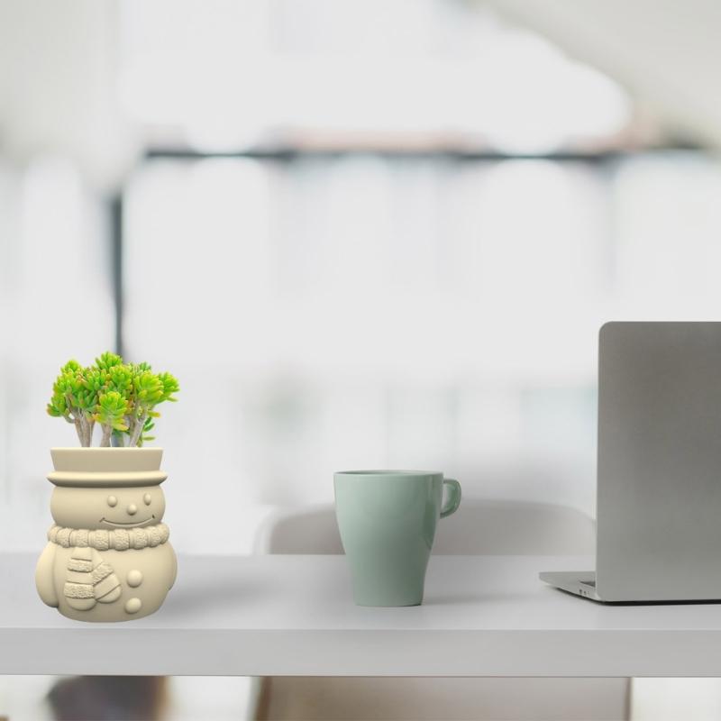Рождественская форма для снеговика из силикона для DIY-поделок, прочные формы для снеговика-цветочного горшка, праздничные украшения, форма для смолы для цветочного горшка