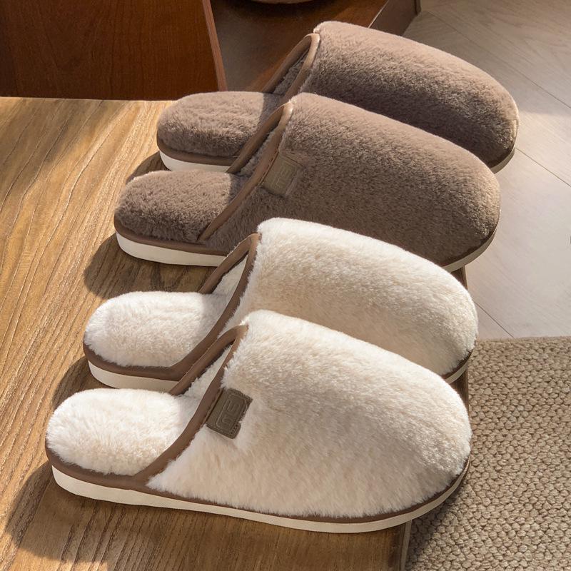 Soft Cotton Plush Winter Slippers: Warm, Non-Slip Indoor Footwear for Couples