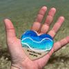 Ocean Pocket Heart Glass Beach Heart Ornament Handmade Pocket Sea Mini Heart Keepsake Gift for Friend Valentine's Day Birthday