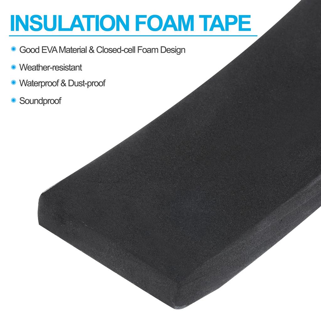 PATIKIL Ширина x Толщина x Изолирующая пенная лента 2 рулона самоклеящаяся EVA уплотнительная лента для труб, дверей, окон, звукоизоляция черная 2" 5/8" 6.6 футов