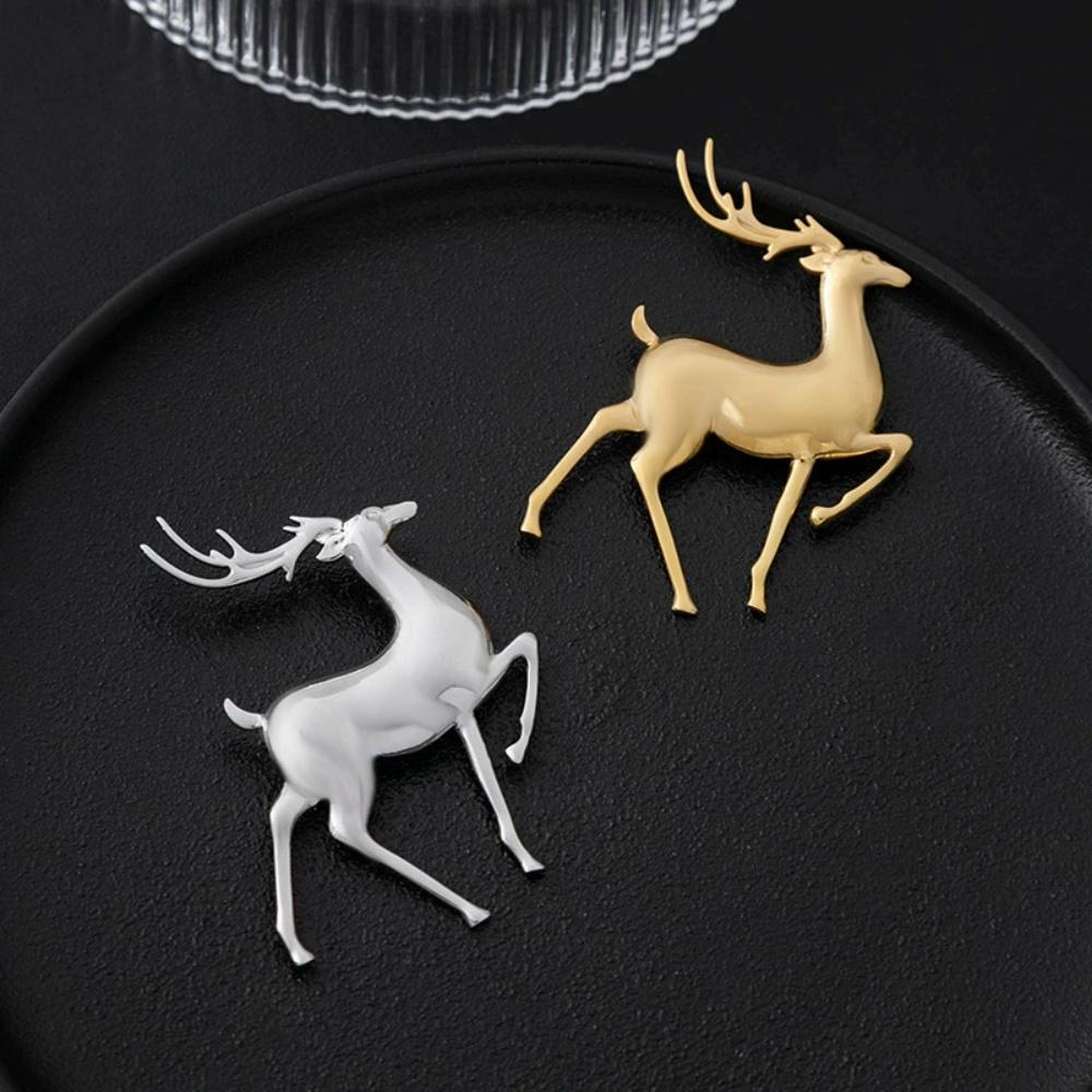 Hot Geometric Smooth Deer Brooch Unisex Trendy High-end Versatile Temperament Fashion Christmas Jewelry Gift