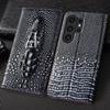Ретро чехол-книжка из натуральной кожи с головой крокодила для Samsung Galaxy S10 S20 S21 S22 S23 S24 S25 FE Note 8 9 10 20 Plus Ultra